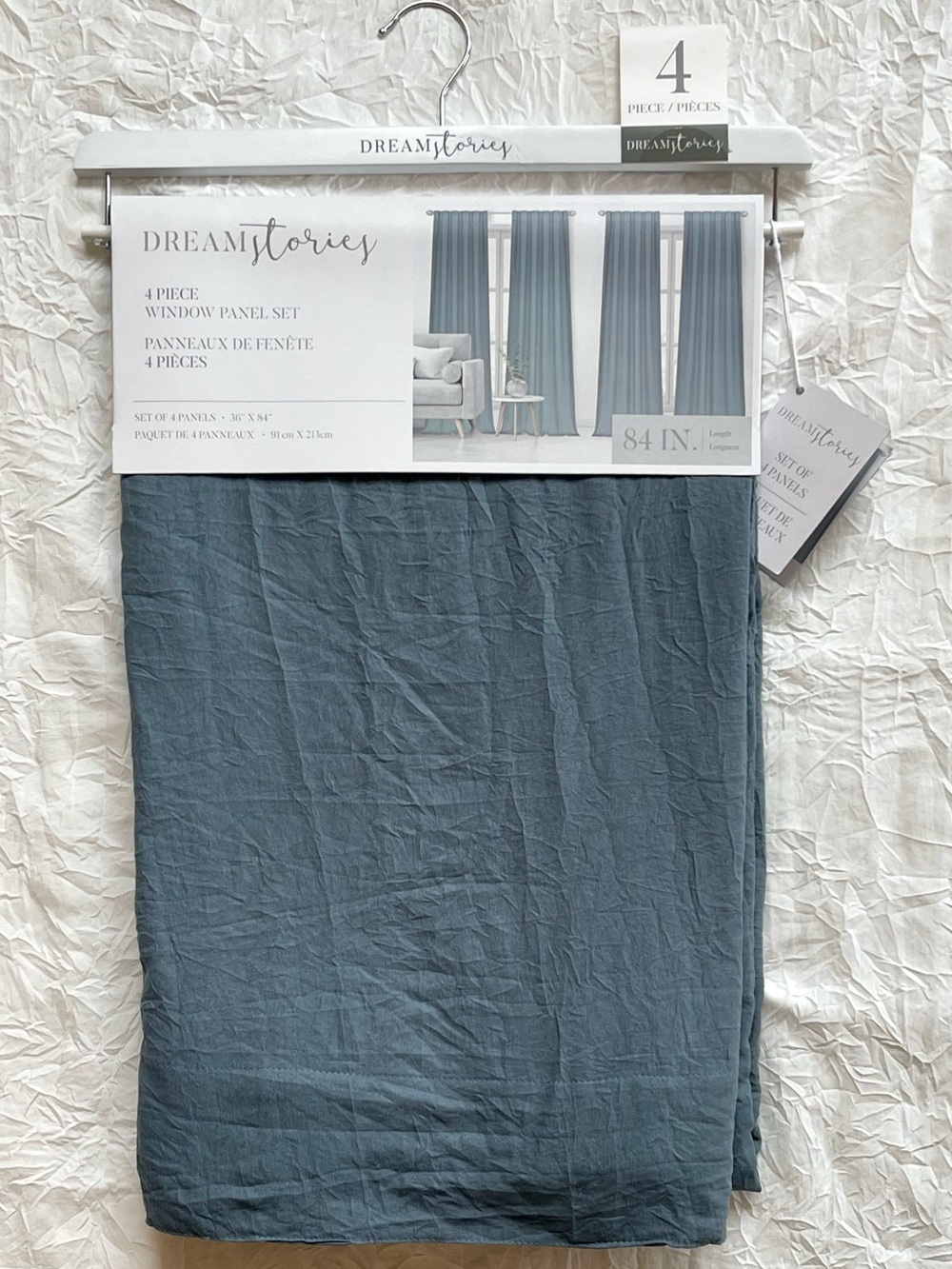 💕NWT Dream Stories Teal Blue 4-Piece Window Panel Set, Maven Goblin Blue